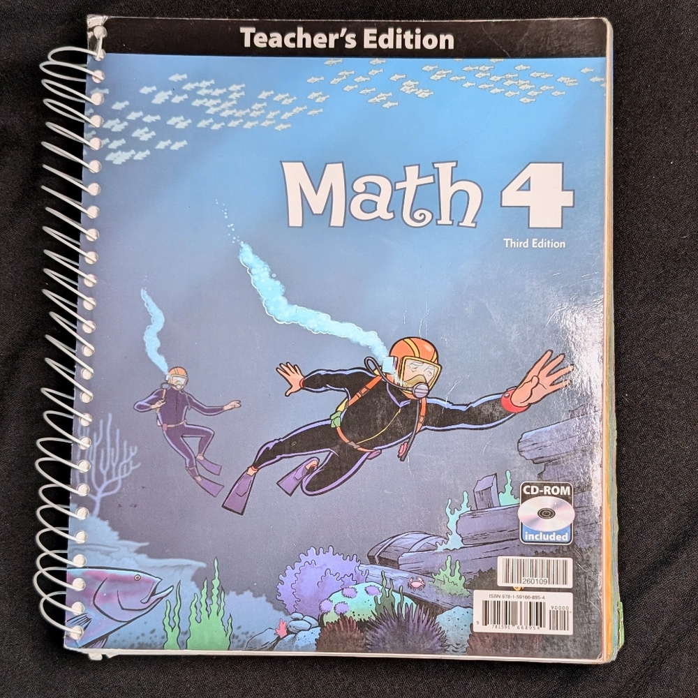 BJU Math 4 Teachers Third Edition CD Not included Homeschool Book